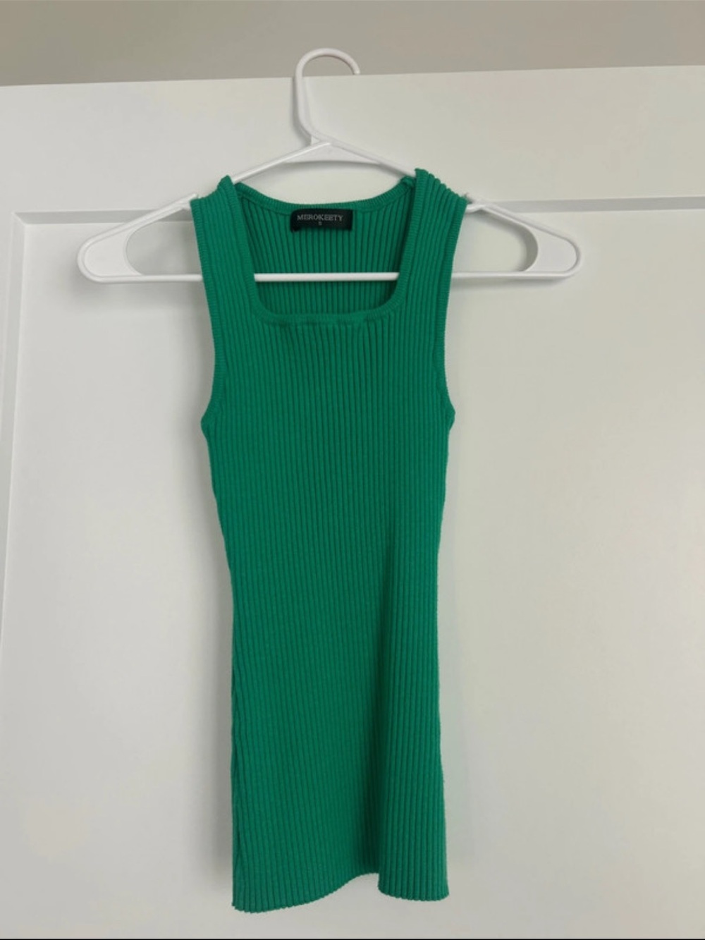 Ribbed Square-Neck Tank Top in Kelly Green